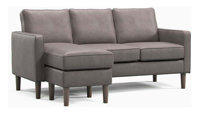 Studio Sits Carriage Chaise End Sofa in Faux Leather Grey